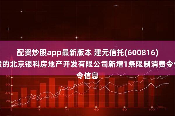 配资炒股app最新版本 建元信托(600816)控股的北京银科房地产开发有限公司新增1条限制消费令信息